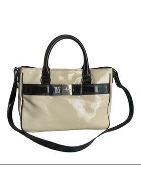 Kate spade cream and black patent leather bow detail crossbody shoulder bag